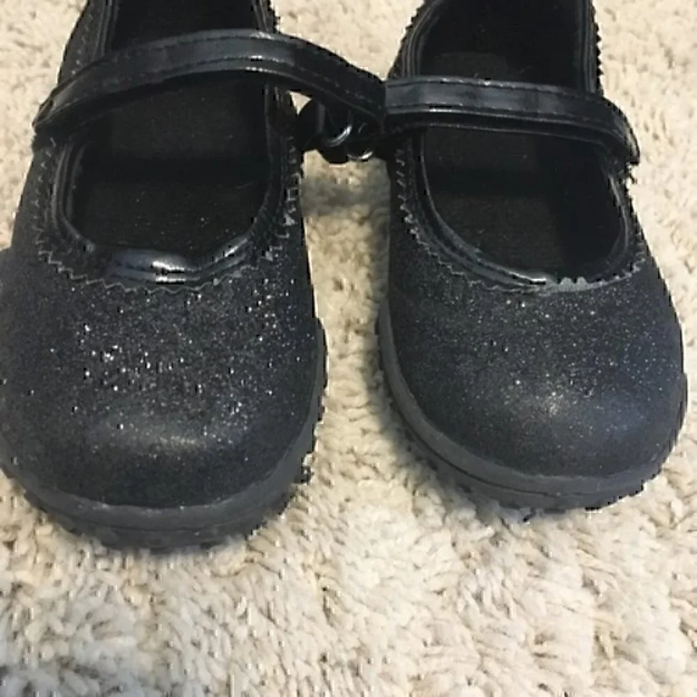 Toddler girls sparkly black dress shoes